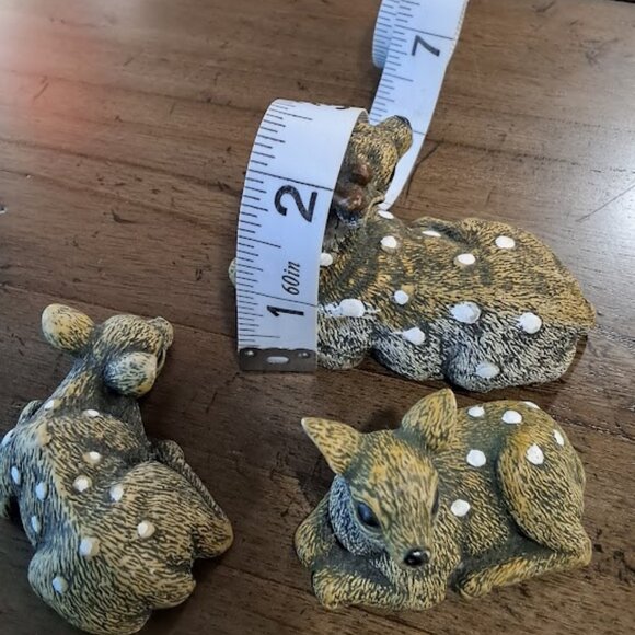 3 Deer Figurines Buck Fawn White Spotted Deer Sand cast Animal Nature Decor - Picture 8 of 9